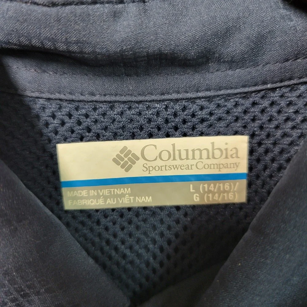 Columbia PFG Fishing Shirt Long Sleeve Button Up Boys‎ Large 14/16 Blue